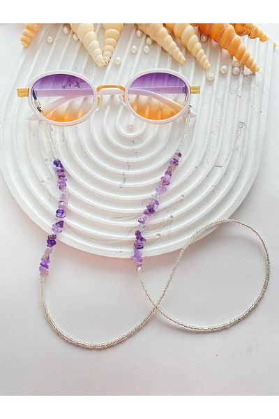 LiKESUN Amethyst Stone Natural Stone Women's Glasses Rope Strap (70 cm)