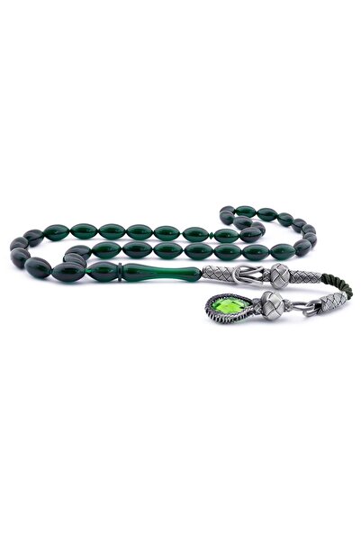 PİGADO 1000 проба срібний Kazaz з бахромою зелений стислий бурштиновий чотки