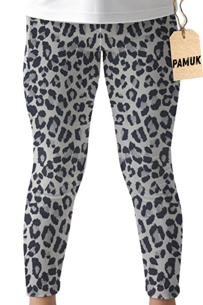 Dolce Destino Çocuk Tayt - Leopar Desenli Simli Mevsimlik Likralı Pamuklu Kız Çocuk Tayt