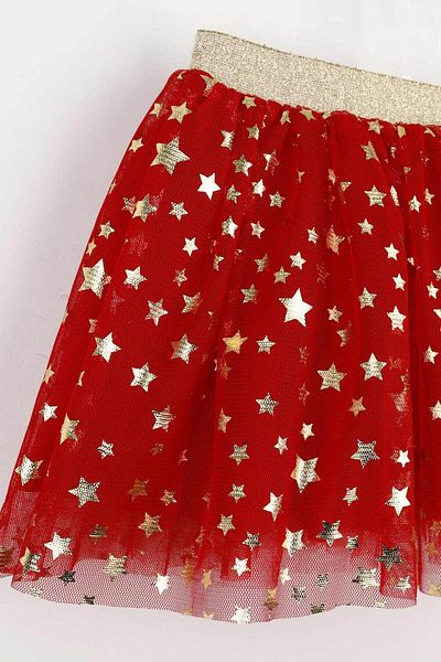 Le Mabelle Red Star Printed Girl's Tulle Skirt - Pauline