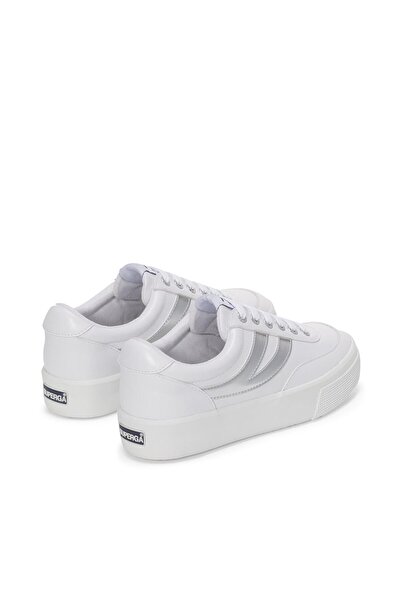 Superga 2740 Platform Blocks Mirror Faux Leather Kadın Beyaz-Gümüş Bileksiz Sneaker
