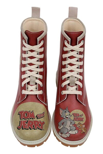 Dogo Kadın Vegan Deri Turuncu Uzun Bot - Warner Bros Tom ve Jerry Tasarım