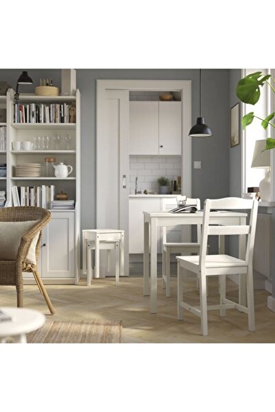 IKEA HAUGA, mutfak masası takımı, beyaz, 2 sandalyeli