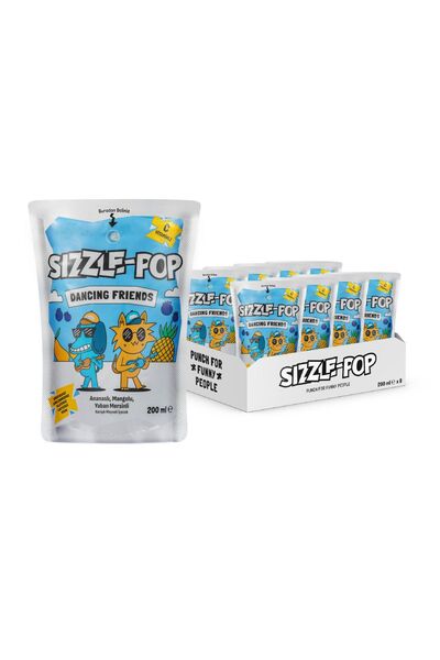 SIZZLE-POP DANCING FRIENDS ANANAS MANGO YABANMERSİNİ MEYVE SUYU 200 ML X 8 ADET