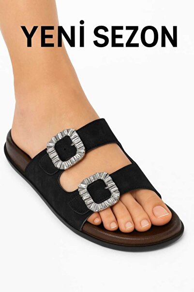 madam gold Women's Double Buckle Anatomical Comfortable Sole Women's Slippers