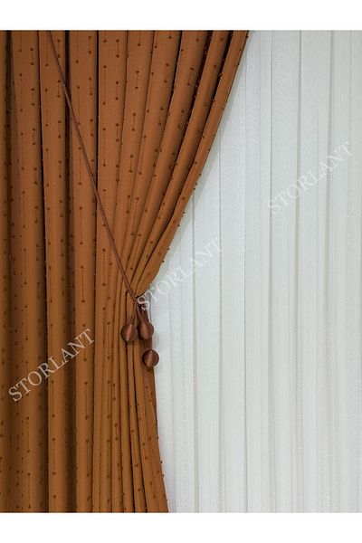 Storlant Puffy Dotline Tile Patterned Linen Background Curtain L Product Frequently Pile L Accessory Gift L Single Wing