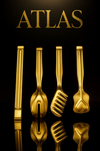 NAZLIM Altın Kaplama Servis Maşa seti