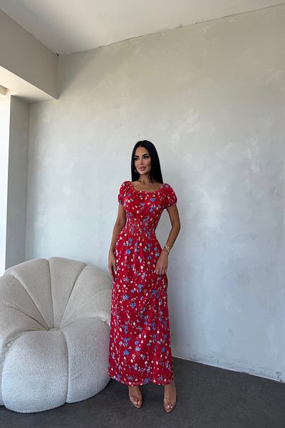 LİLA İSTANBUL Madonna Collar Floral Patterned Summer Dress