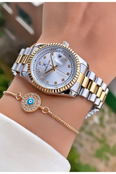 Daniel Klein Gold Colored Women's Wristwatch and Bracelet Gift