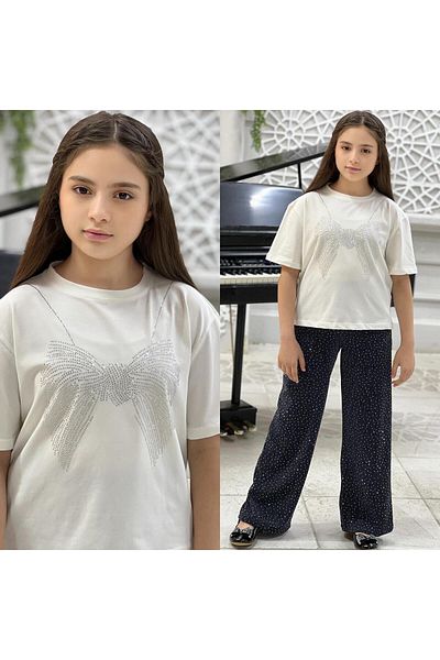 Amur Set de trening elegant pentru fete și set de top și fund cu date de piatră
