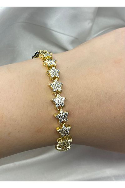 GLOWVİA AKSESUAR Women's Vip Series Star Gold Steel Bracelet