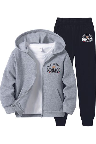 HOFFNUNG Full-Zip Monte Carlo Monaco Unisex Hooded Oversize Elastic Leg Tracksuit Set