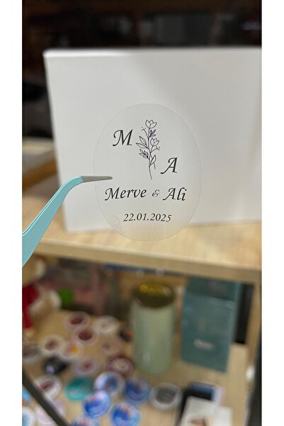 ButikSosyetik ملصق شفاف 4x5 سم 42 قطعة وعد وحناء وخطوبة وزفاف -