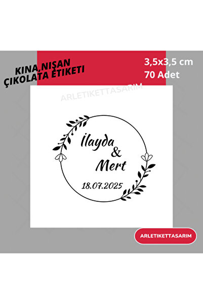 Söz, Kına, Nişan, Düğün Çikolata Etiketi 3,5x3,5 cm 88 Adet -