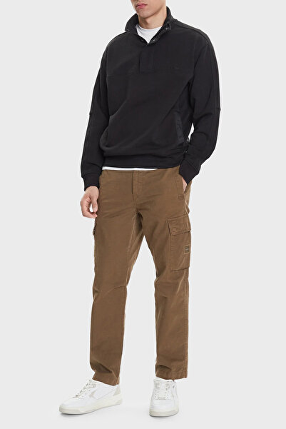 BOSS Pamuklu Regular Fit Yarım Fermuarlı Dik Yaka Logolu Sweat Erkek SWEAT 50545753 001