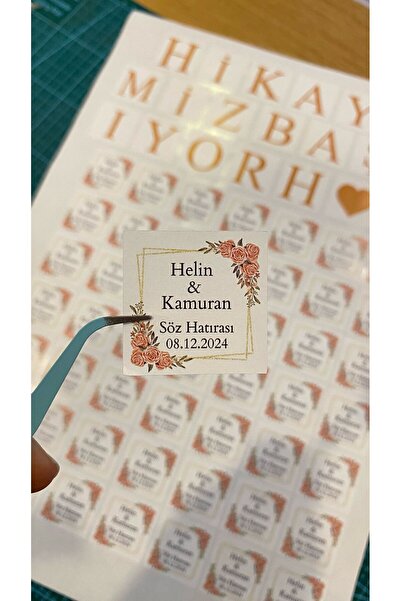 ButikSosyetik ملصق شوكولاتة وعد وخطوبة وشريط هينا 3.5×3.5 سم 88 قطعة -