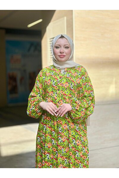 Moda Makkon ÇİÇEK DESEN KADIN PAMUKLU ELBİSE