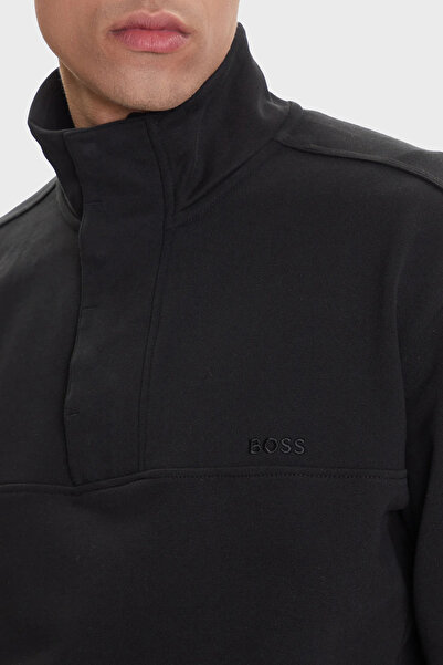 BOSS Pamuklu Regular Fit Yarım Fermuarlı Dik Yaka Logolu Sweat Erkek SWEAT 50545753 001