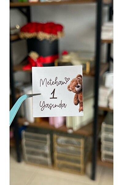 ButikSosyetik ملصق شوكولاتة عيد ميلاد مع دمية دب 3.5x3.5 سم 88 قطعة -ButikSos...