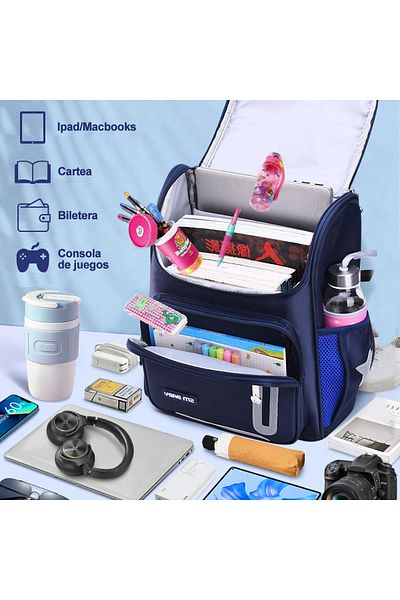 XinXu Teenage backpack, Xinxu, reflective, waterproof, Large capacity, 1 compartment,, Blue