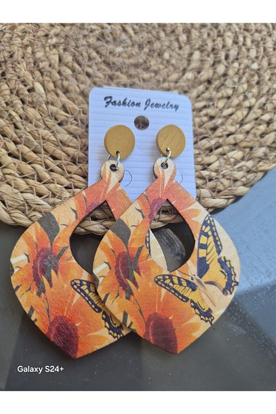 Pinkimaj Wooden Earrings Models Summer Chippy Style Dangle Earrings