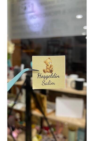 ButikSosyetik ملصق شوكولاتة لحديثي الولادة مع دمية دب 3.5x3.5 سم 88 قطعة -