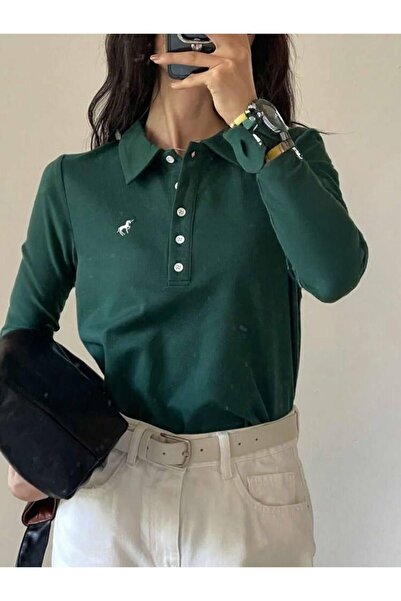 Touz Moda Μακρυμάνικο μπλουζάκι με κουμπιά με γιακά πόλο με στάμπα Unicorn