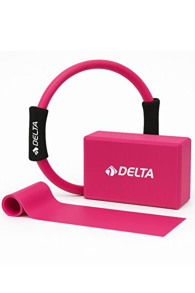 Delta Yoga Pilates Seti – Pilates Çemberi + Yoga Blok + 120 x 15 Cm Bant Plates Lastiği