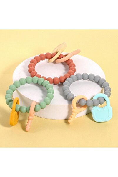 Mixbo Baby Teething Toy Mixbo, Circle and Keys, BPA-Free Silicone, 3 Months+, Gray