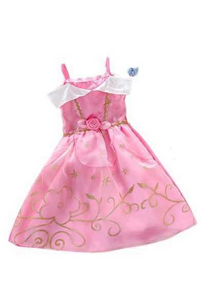 Mixbo Rochie fetite pentru carnaval cu sclipici auriu Mixbo, Printesa, floare si brosa, satin/tul, 5-6 ani