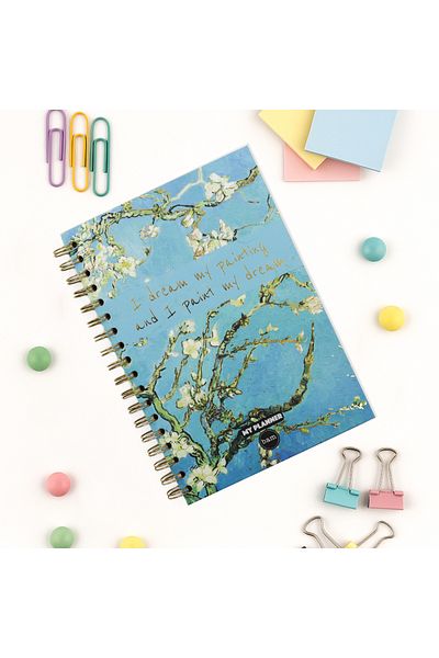 repro design Vincent Van Gogh Almond Blossom Talking Planner Weekly Planner Spiral Notebook with Stickers