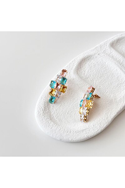 Vesce Atelier أقراط مربعة الشكل من الفولاذ الملون