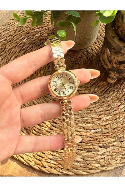TD TRENDDURAGI Roman Numeral Gold Inside Gold-Yellow Women's Wristwatch