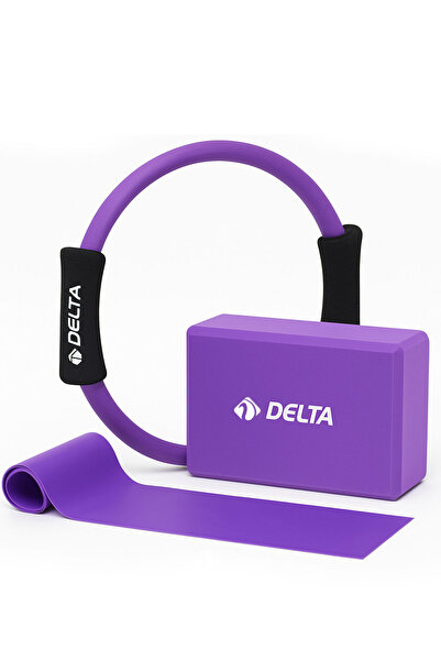 Delta Yoga Pilates Seti – Pilates Çemberi + Yoga Blok + 120 x 15 Cm Bant Plates Lastiği