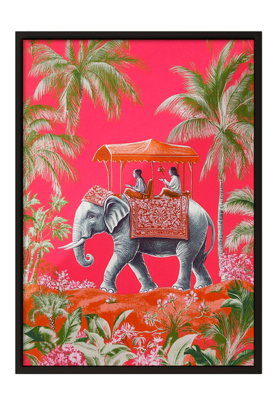 Zestia Πίνακας με μαύρο πλαίσιο, Τροπικός Φοίνικας και Μαύρος Πάνθηρας, Διακο...