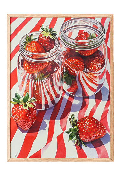 Zestia Tablou cu ramă din lemn, compoziție italiană cu paste și roșii, poster...