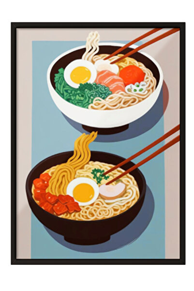 Zestia Πίνακας με Μαύρο Πλαίσιο, Ράμεν & Αυγά – Ιαπωνική Γεύση, Διακοσμητική ...