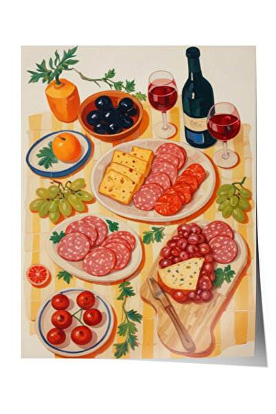 Zestia Плакат без рамка, Разкошна закуска и плодова аранжировка, Декор за кух...