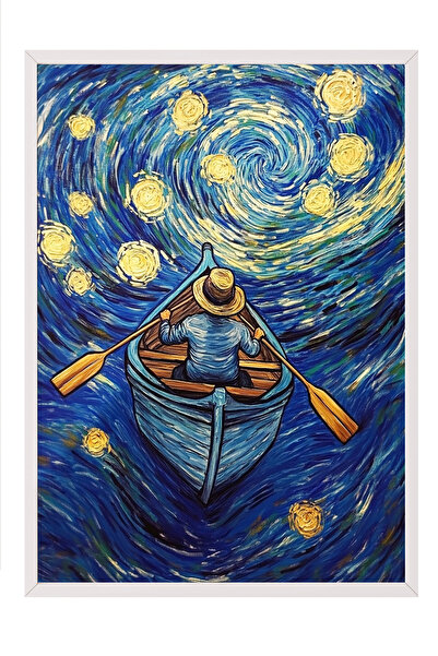 Zestia Tablou înrămat alb, Noapte înstelată – Inspirație Van Gogh, Poster dec...