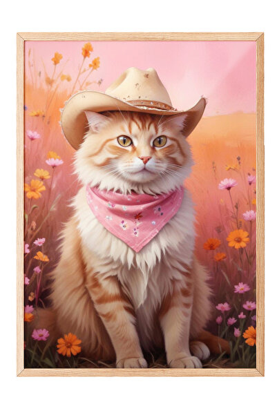 Zestia Tablou înrămat cu lemn, Pisica pufoasă – Ilustrație adorabilă, Poster ...