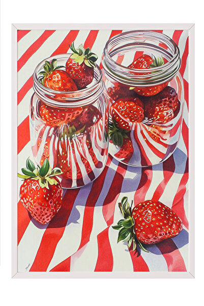 Zestia Tablou cu ramă albă, compoziție italiană cu paste și roșii, poster dec...