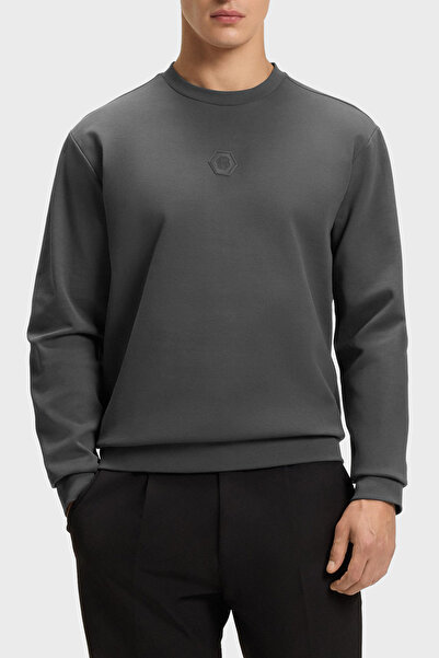 BOSS Pamuklu Relaxed Fit Bisiklet Yaka Logolu Sweat Erkek SWEAT 50543859 027