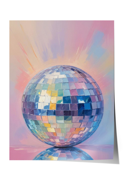 Zestia Плакат без рамка, диско топка – блестящо пастелно отражение, плакат за...