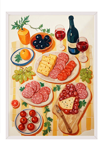 Zestia Картина с бяла рамка, разкошна закуска и плодова аранжировка, постер з...