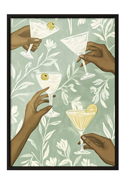 Zestia Tablou înrămat negru, plante exotice și frunze tropicale, poster decor...