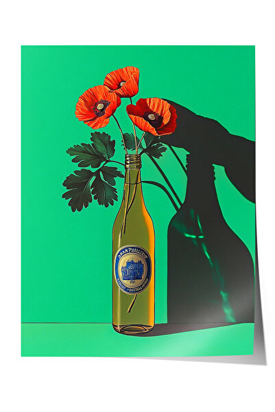 Zestia Poster fără ramă, ilustrație minimalistă cu floare roșie în vază, post...