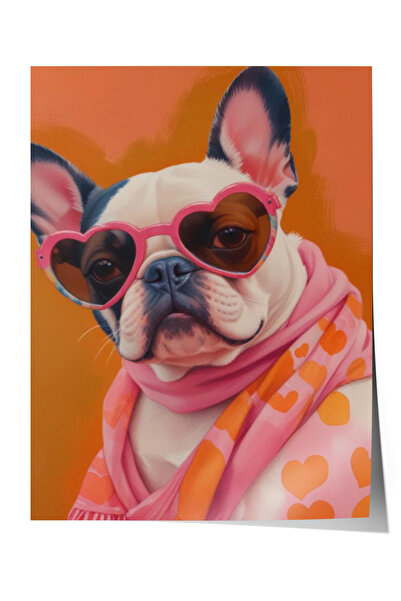 Zestia Poster fără ramă, Cățeluș drăguț cu ochelari – Ilustrație amuzantă, Po...