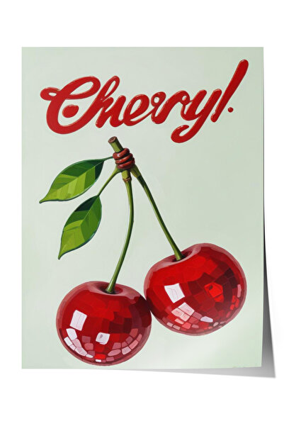 Zestia Плакат без рамка, Шерил – Носталгична типография с череши, Плакат за к...