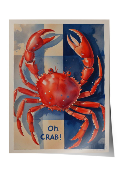 Zestia Αφίσα χωρίς πλαίσιο, Κόκκινο Καβούρι – Εικονογράφηση Θάλασσας, Αφίσα Δ...