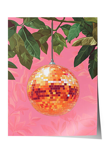 Zestia Poster fără ramă, compoziție cu fructe și frunze tropicale roz, poster...